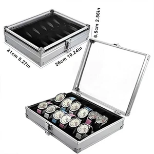 6-12 Fächer Aluminiumlegierung Armbanduhr Display Box Aufbewahrung Halter Organizer Etui - Bild 1 von 16