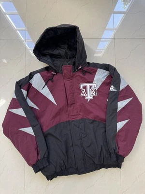 Chaqueta acolchada de colección Apex One Texas A&M Aggies diente de tiburón NCAA cremallera completa con capucha años 90 Foto 1 de 4