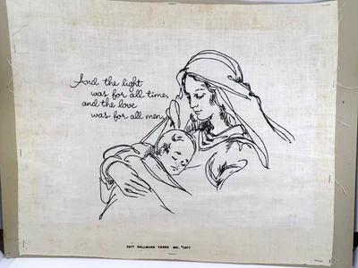 Hallmark Stitchery Madonna & Child 1977 contorno bordado a mano acabado Foto 1 de 4