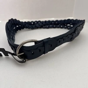 Another Line 3" Wide Blue Waist Belt Braided Leather Size M Anthropologie New - Picture 1 of 7