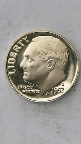 1992-S United States Proof Silver Roosevelt Dime, DCAM, (#2) Cover
