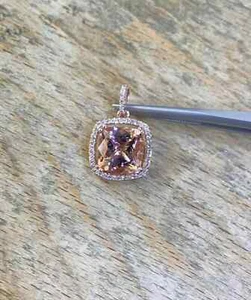 2.30Ct Cushion Cut Lab-Created Morganite Women's Pendant 14K Rose Gold Plated - Picture 1 of 9