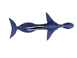 HERMES NAVY & GREY LEATHER SHARK COLLECTIBLE - FOR PLAY & DISPLAY !!! - Picture 1 of 10