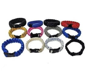 Lote de 12 Pulseras Paracord Rojo Blanco Azul Rosa Negro Amarillo Gris NUEVO - Imagen 1 de 2