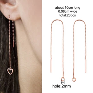 10 Pairs Ear Threads Long Box Chain Dangle Bar Threader Earrings Rose Gold - Picture 1 of 6