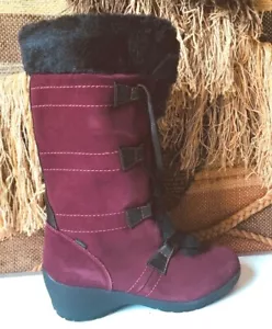 Botas de invierno Sporto Megan impermeables de gamuza púrpura altas con piel sintética talla 9,5 m - Imagen 1 de 9