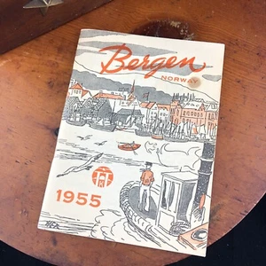 Vtg 1955 Bergen Norway History Travel Booklet Hetland Artist - Picture 1 of 4