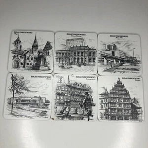 German Landmarks Braunschweig Coasters Schuberth Tamat Series Set of 6 Vintage - Picture 1 of 10