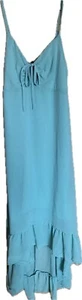 NWT Women's M Wild Fable Lined Chiffon Dress Aqua Green High Front Low Back Hem - Picture 1 of 7