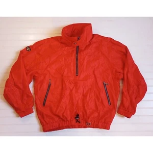 Descente Sport Mens M Red 1/2 Zip Pullover Ski Jacket Stowable Hood - Picture 1 of 6