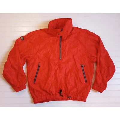 Descente Sport Mens M Red 1/2 Zip Pullover Ski Jacket Stowable Hood - Image 1 of 4