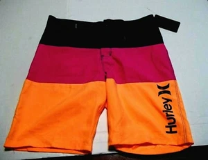 NEW Hurley sz 16 orange pink blue boys youth swim boardshorts swimsuit trunks - Picture 1 of 2