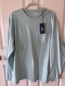 Vineyard Vines Herren XL Grafik Tshirt Langarm Aqua Sky Vintage Wal Neu mit Etikett - Bild 1 von 7
