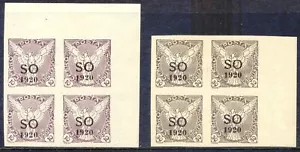 TSCHECHOSLOWAKEI Abstimmungsgebiet Ostschlesien 1920 2 postfr. Viererbl. ABARTEN - Bild 1 von 7