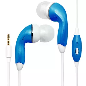 Blue Color Universal 3.5mm Earphones Earbuds with Mic Handsfree Stereo Headset - Picture 1 of 2