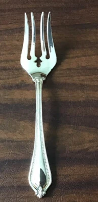 International YORKSHIRE BEAD-Beaded Edge Silverplate Meat Fork NEW In Plastic - Изображение 1 из 4