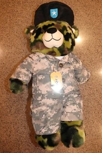 Build A Bear Camuflado Oso Militar *Boina*Fatigas*Etiqueta de Perro* 17" **CE** - Imagen 1 de 10