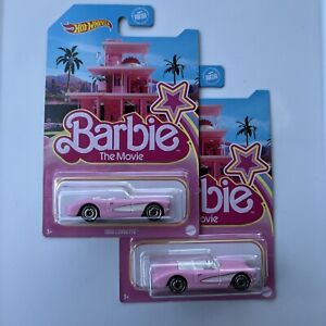 2023 Hot Wheels Barbie The Movie 1956 Corvette Pink Lot of 2