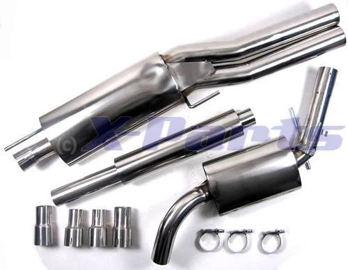 Sistema de escape de acero inoxidable VW Golf 3 VARIANT Combi Vento con homologación 2 x 76 mm redondo - Imagen 1 de 1