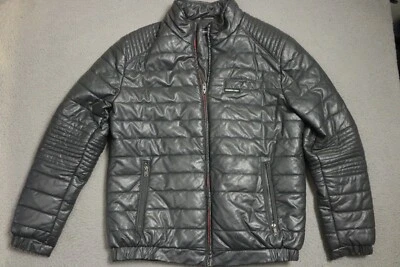 Chaqueta acolchada Members Only para hombre mediana cremallera completa gris Foto 1 de 4