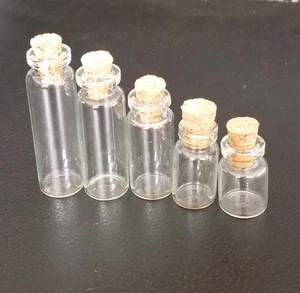 100 piezas viales de vidrio pequeño con tapa de corcho botellas pequeñas frascos transparentes vacíos tallas múltiples - Imagen 1 de 7
