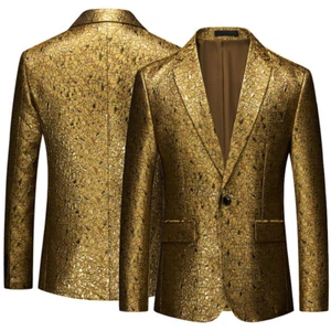 Men's One Button Suit Blazer Dress Jacket Party Prom Dance Coat Tops Casual - Picture 1 of 7