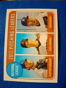 2018 Topps Heritage NL Wins Leader Karte #10 Clayton Kershaw Zack Greinke Davies - Bild 1 von 2