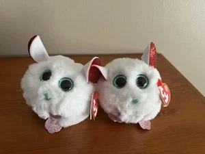 2021 Ty Puffies BRIE the Christmas Mouse 4” Stuffed 2 Puff Balls Plush Toy - Picture 1 of 3