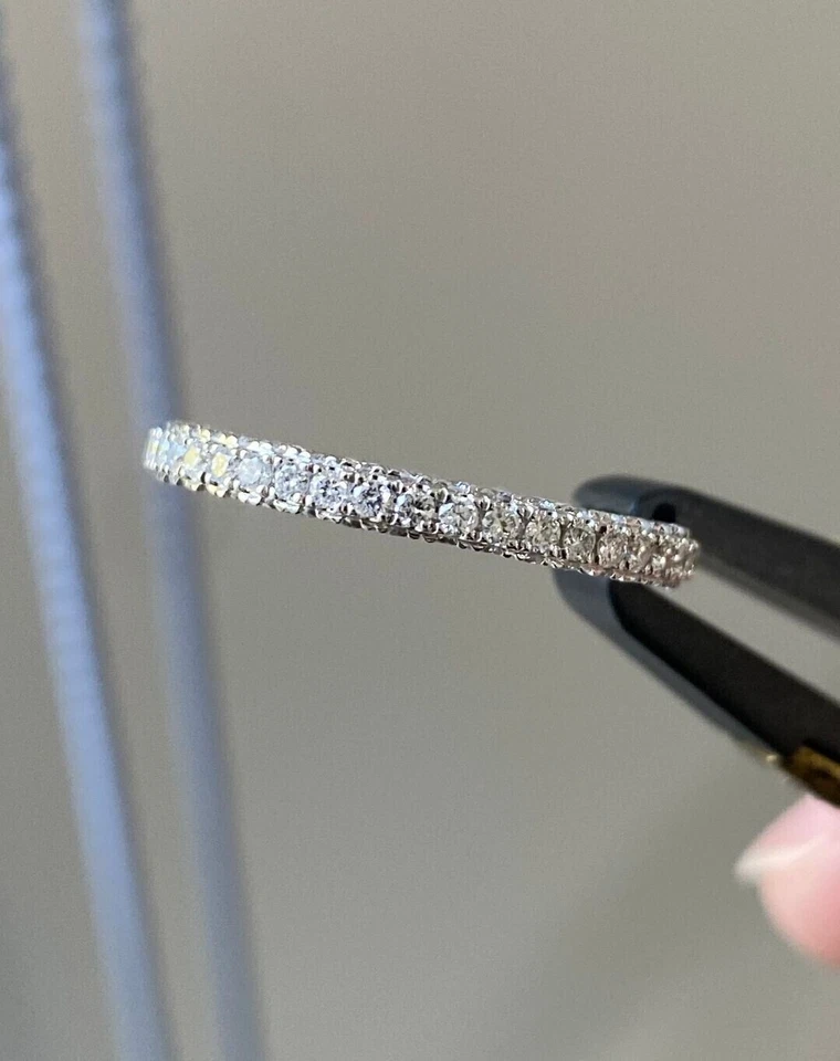 Anillo de eternidad de boda de diamantes naturales de corte redondo de 1,05 quilates de platino 950 5 6 Foto 1 de 4