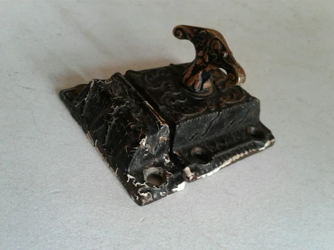 Antique Cabinet Catch Jelly Cupboard Latch RARE Brass T-knob Cover