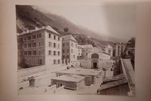 TIRAGE PHOTO ALBUMINE 1880 Pyrénées 20X26cm BARREGES SEPIA trés bon état - Picture 1 of 1