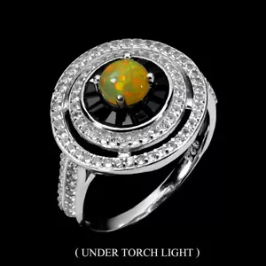 Sommer 925 Silberring Rund Feuer Opal Topas Spinell Edelstein Schmuck - Bild 1 von 14