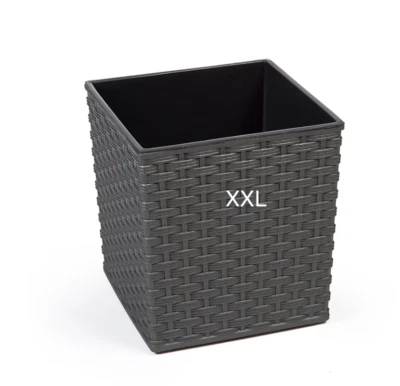 Blumenkübel Polyrattan Übertopf Blumentopf Einsatz Rattan Graphit XXL (H:41cm)  - Bild 1 von 4