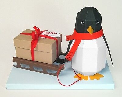 A4 Plantillas De Elaboración De Tarjetas -  Pogo  3D Pingüino & Caja De Presentación Por Carrusel De Tarjeta • 10.48€