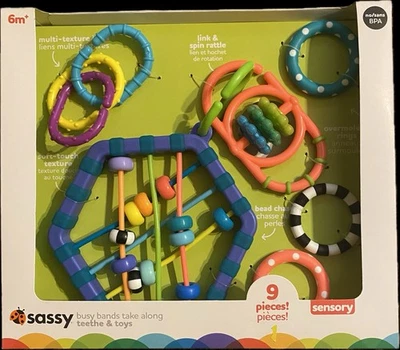 Teething Busy Bands Take Along, Toys, Baby Toy, Activity Toy, Sensory Toy for T - Image 1 of 4