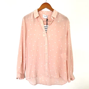 Neu mit Etikett Sezane Florence Damen-Shirt Seide Erbse puderrosa gepunktet Größe 36 US 4 - Bild 1 von 9