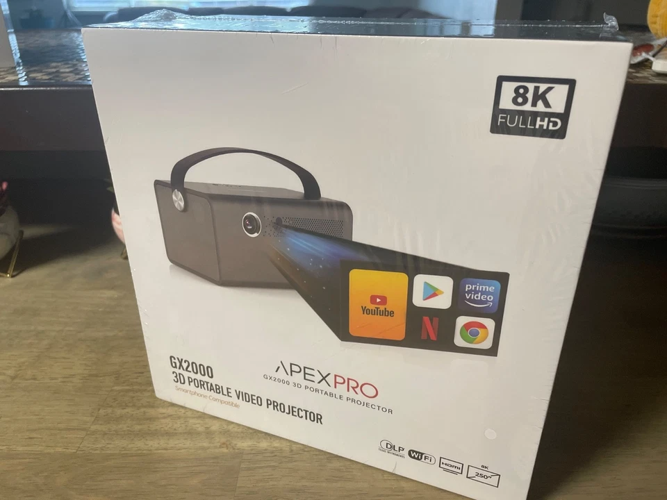 ApexPro 3D Portable Video Projector GX2000 - 6000 Lumens Ultra HD, Android 9.0 - Image 1 of 2