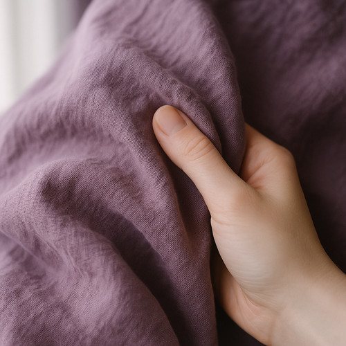 VETEMENTS Tessuto Lino Uva Lucido da Cortile Ideale per Capi Artigianato e Arredamento Casa