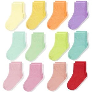 Calcetines Crew de algodón para niños pequeños arco iris - 12 pares, 3T-5T - Imagen 1 de 6