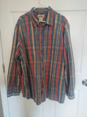 LL Bean Flannel Shirt Katahdin Iron Works  Mens XXL-Tall Red Plaid Snaps Shacket - Image 1 of 4