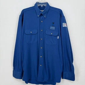 Tyndale Herren Large blau FR Knopf Hemd schwer entflammbar Hecht bestickt USA - Bild 1 von 9