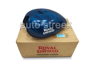 FIT FOR ROYAL ENFIELD CLASSIC 500 BS3 PETROL GAS FUEL TANK SQUADRON BLUE - Picture 1 of 9