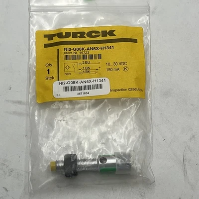 TURCK NI2-G08K-AN6X-H1341 Inductive Sensor M8 2mm Non-Flush NPN NO M12 Connector - Image 1 of 2