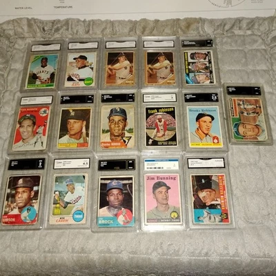 Hof 等级棒球卡套装 1954 年 Spahn 1959 Robinson 1951 Rizzuto 1955 Kaline — 第 1/4 张图片