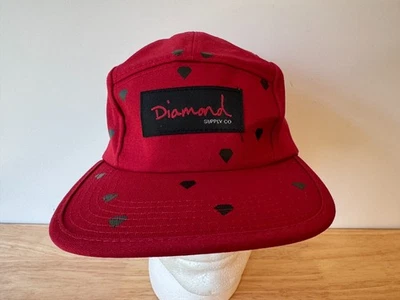 Diamond Supply Co Rojo 5 Paneles Ajustable Correa Para Hombre Gorra Ventilada Foto 1 de 4