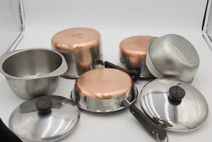 Revere Ware 7 Piece Cookware 2+3qt Pans Steamer,Double Boiler,Fry Pan Pre 1968 ' - Picture 1 of 8