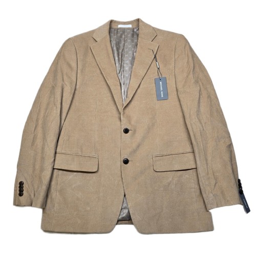 Cappotto sportivo Michael Kors velluto a coste uomo 38R 38 cammello marrone vestibilità classica $295