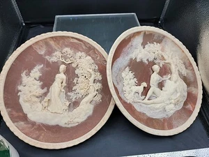 Incoray Stone Sculptured Plates by Gayle Bright Appleby set of 2 - Picture 1 of 12