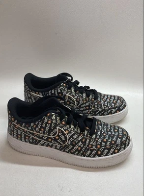 Nike Air Force 1 LV8 Just Do It Black Low Sneakers Youth Size 3.5Y COA - Image 1 of 4