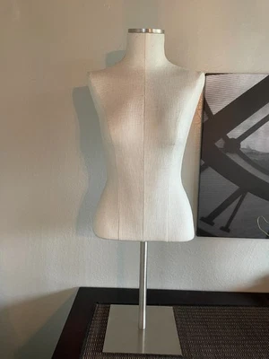 Female Torso tabletop mannequin/dress form, adjustable height, fabric coveredEUC - Image 1 of 4